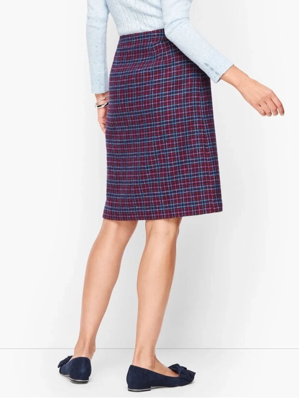 New TALBOTS plaid wool faux wrap Skirt lined Academia preppy Scalloped Old Money - Picture 4 of 14
